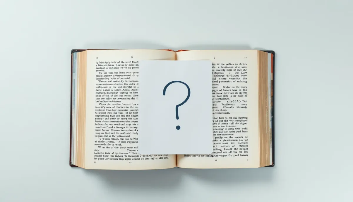Deux livres ouverts côte à côte avec un point d'interrogation sur un carnet, illustrant les confusions fréquentes entre figures de style