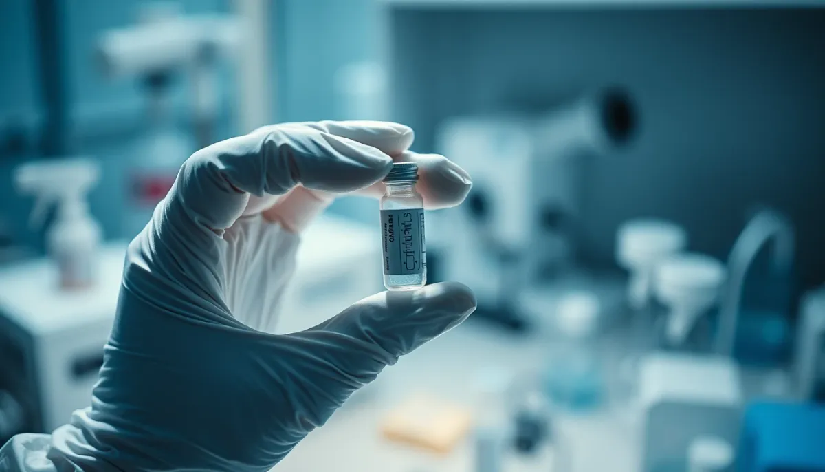 Technicien de laboratoire manipulant un échantillon d'ADN dans un flacon