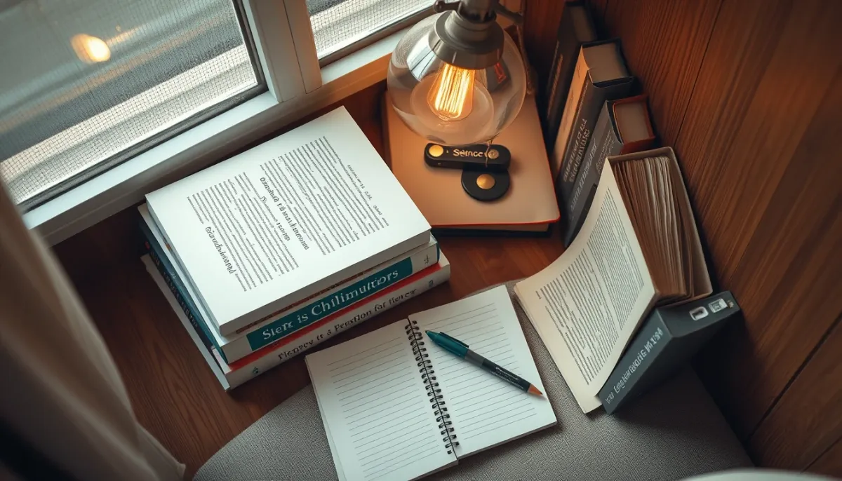 Espace de lecture avec livres de science pour prolonger l'exploration
